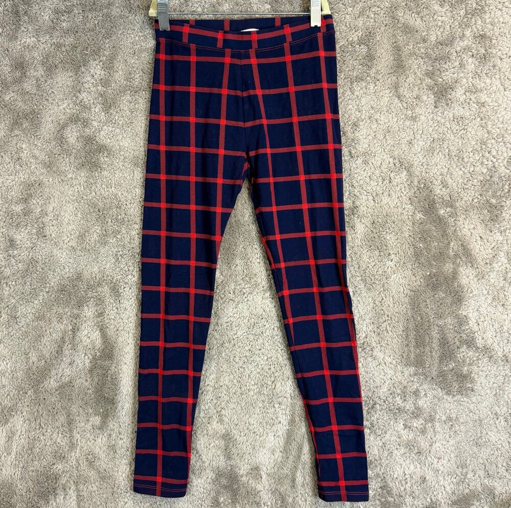 Crewcuts Leggings Girls 14 Blue Red Windowpane Plaid Check